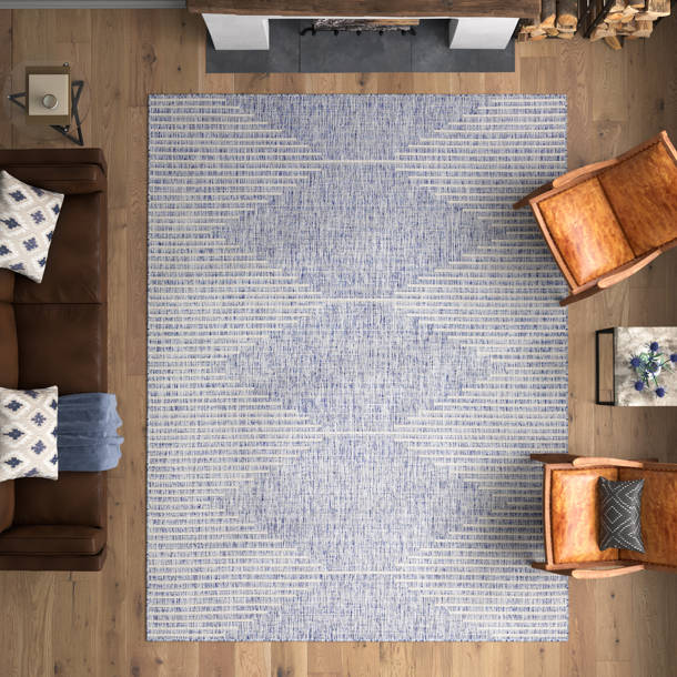 Ebern Designs Irielle Geometric Blue Indoor/Outdoor Area Rug & Reviews